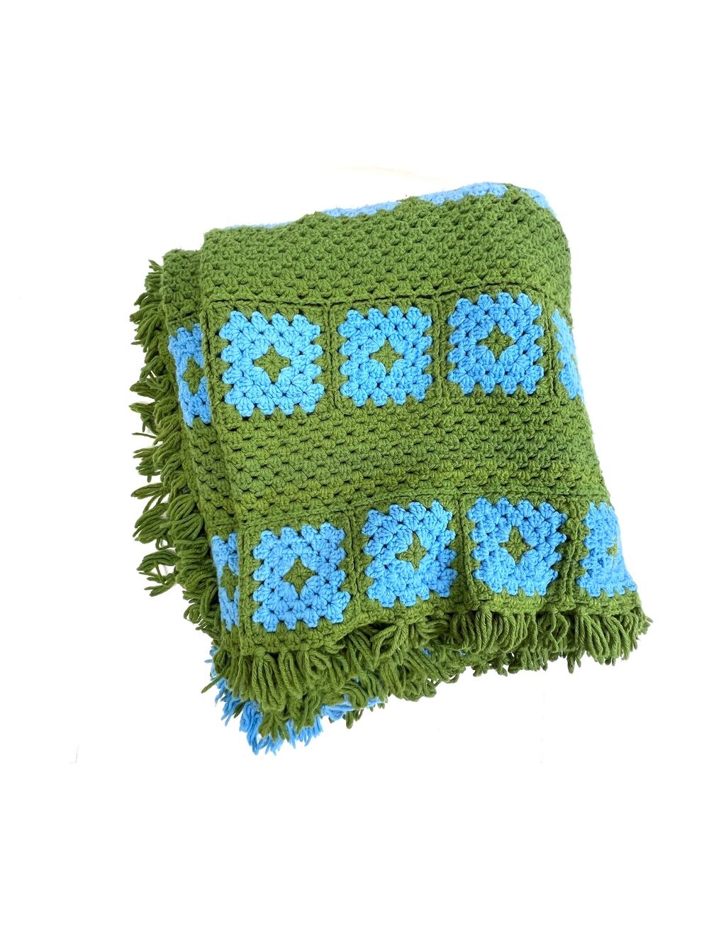 Vintage Granny Square Blanket BedSpread Handmade Retro Boho Eclectic